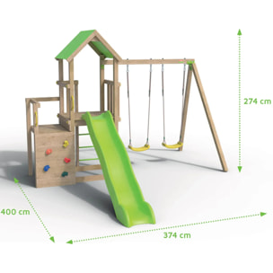 Aire de jeux bois 2,20 m ULTRA XPERIENCE - 8 enfants