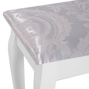 Coiffeuse et tabouret style baroque 5 tiroirs miroir ovale pivotant 360° MDF bois blanc