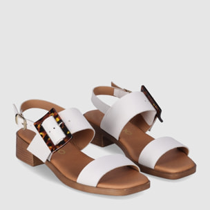 Sandalias de Piel - Blanco - Tacón: 4 cm