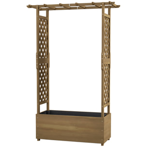 Jardinière rectangulaire potager sur pied avec treillis et arche bois sapin pré-huilé