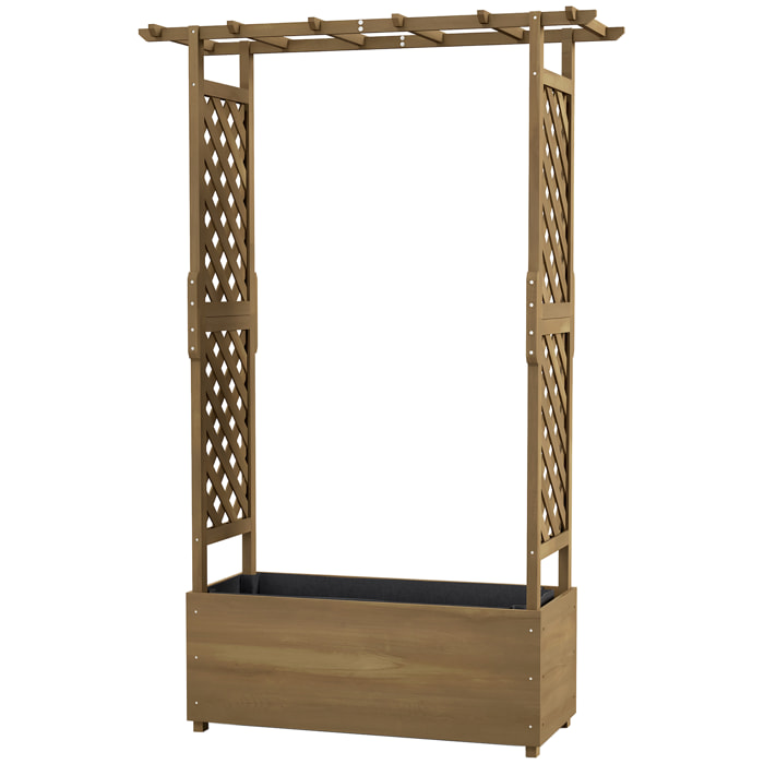 Jardinière rectangulaire potager sur pied avec treillis et arche bois sapin pré-huilé