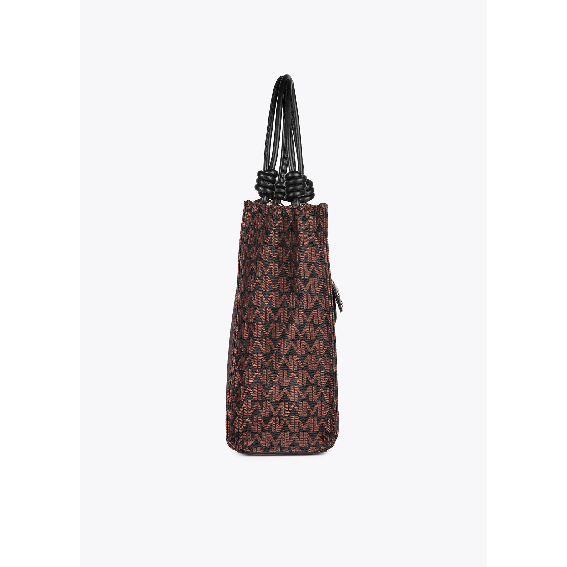 Borsa Monogramma Jacquard con Manici Effetto Pelle e Portafoglio