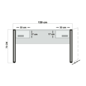 Scrivania Grimilde, Scrittoio multiuso, Tavolo per ufficio porta PC, Piano di lavoro, 139x60h75 cm, Quercia e Nero
