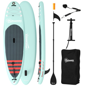 Tabla Paddle Surf Hinchable con Accesorios, 320 cm, Remo de Aluminio Ajustable, Quilla, Stand Up Paddle Board con Superficie Antideslizante de EVA, Bomba y Mochila, Carga 160 kg, para Adultos