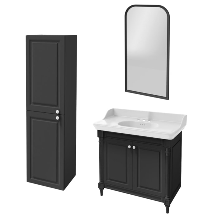 Pack meuble vasque Cléo 1889 3 trous + miroir + colonne gauche