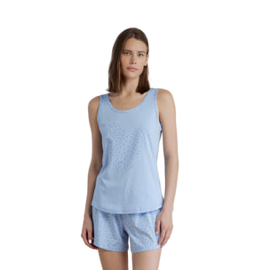 Pigiama donna in cotone top spalla larga e pantalone corto articolo little flower Noidinotte