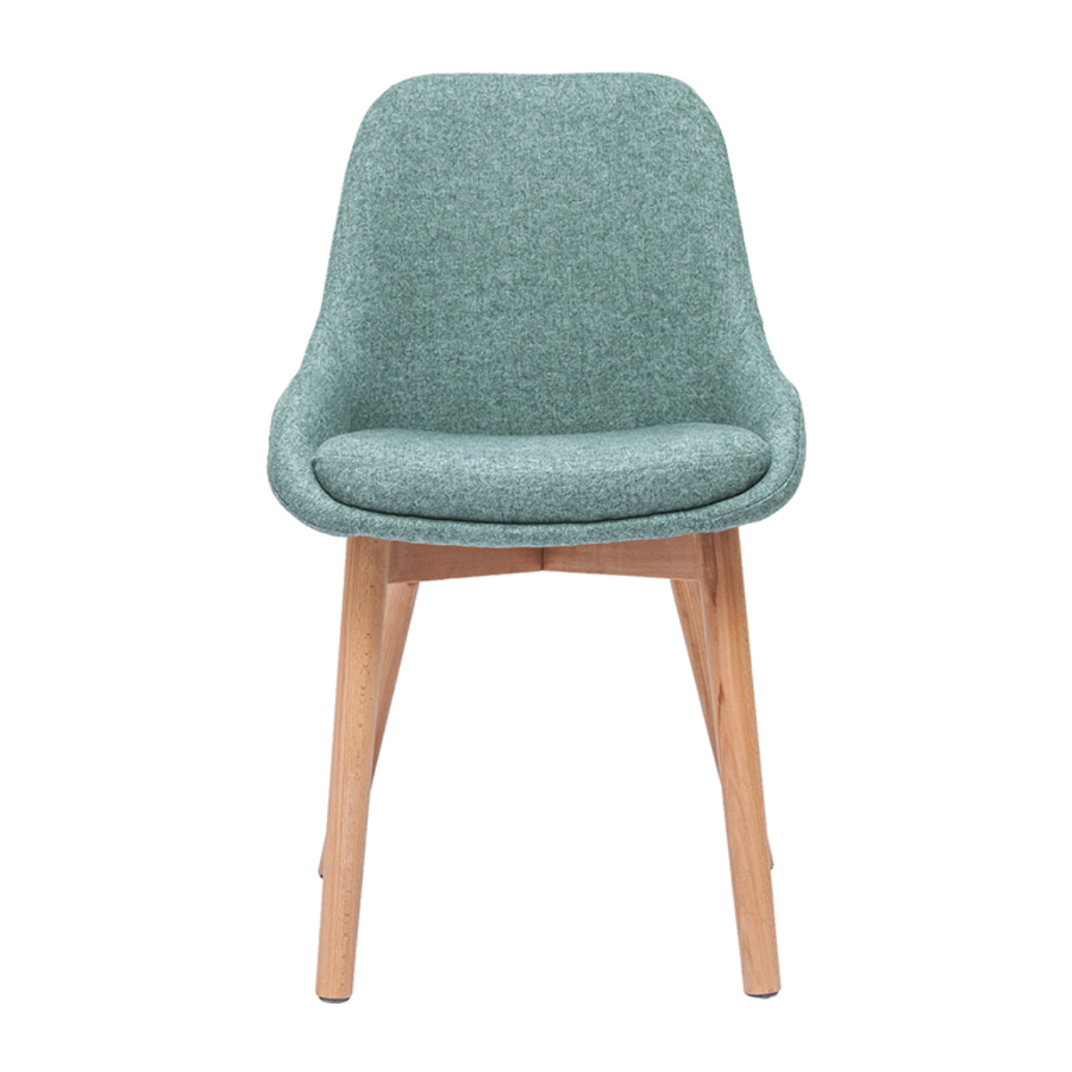 Chaises scandinaves en tissu vert de gris et bois clair massif (lot de 2) HOLO