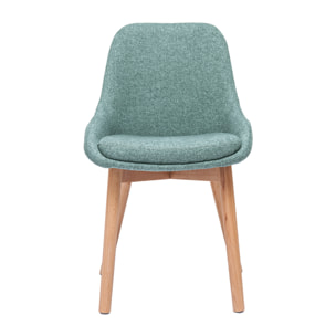 Chaises scandinaves en tissu vert de gris et bois clair massif (lot de 2) HOLO