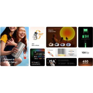 Vidéoprojecteur portable XGIMI MoGo 4 + support d'alimentation