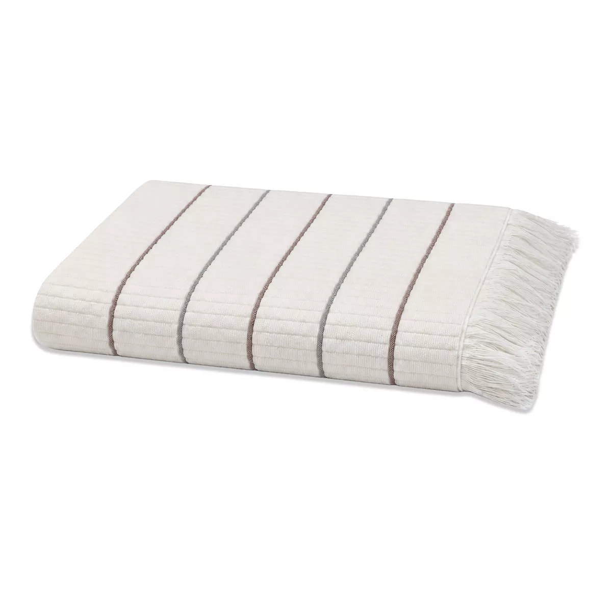 Drap de bain pur coton 580 g/m² tissé teint rayé violet Farniente violine