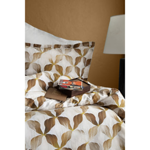 Parure housse de couette 240x220 cm et 2 taies d'oreiller 63x63cm satin de coton imprimé