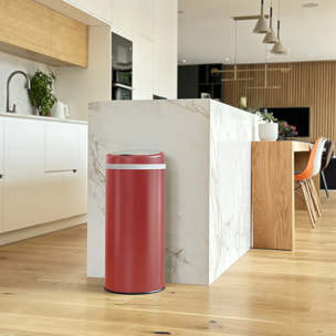 Poubelle automatique inox SOHO rouge 42L