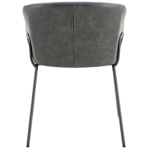Lot de 2 chaises en simili gris foncé ANDRÉ