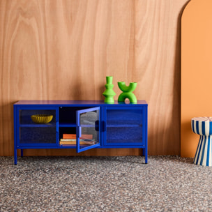 Meuble TV industriel métal et verre trempé 3 portes 120cm ARKANSAS