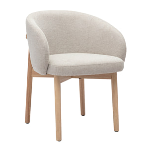 Chaises en tissu effet velours texturé beige et bois clair (lot de 2) TORVI