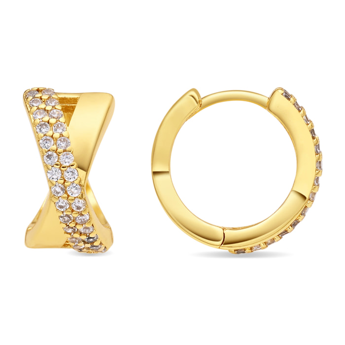 Pendientes de Circonita Brillante acabado en oro amarillo de 18k