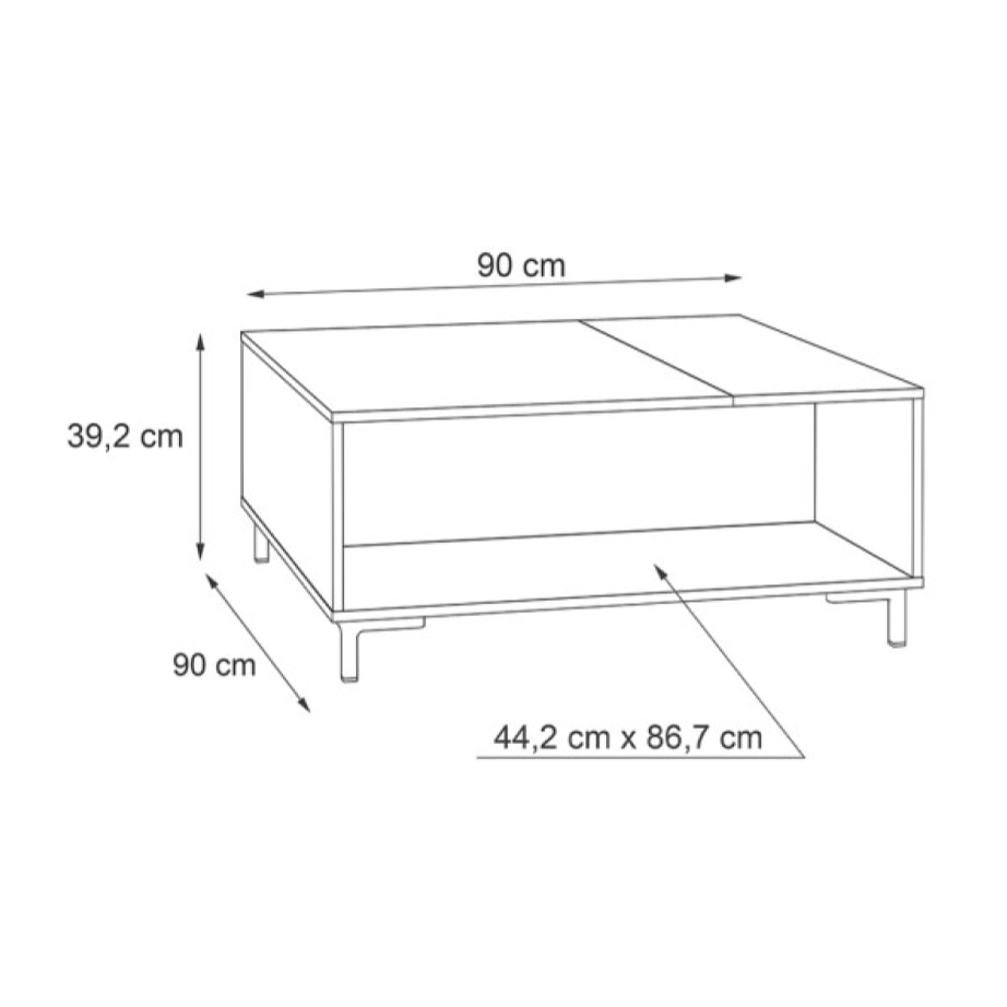 Table basse en bois moderne avec rangements béton gris - UNIVERSE