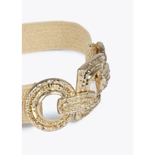 Cintura in rafia con fibbia in metallo