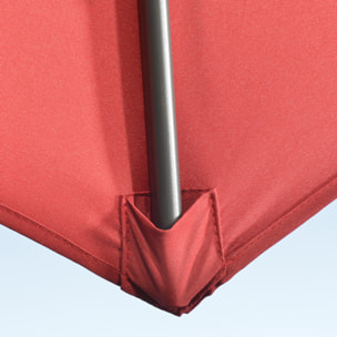 Parasol déporté octogonal inclinable manivelle avec pied en acier Ø 2,94 x 2,48H m rouge