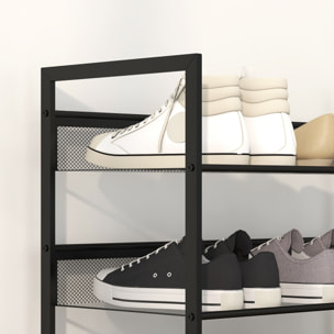 Zapatero de 5 Niveles, Zapatero Estrecho de Acero, Estantería para 15 Pares de Zapatos, para Recibidor, Entrada, Pasillo, Negro