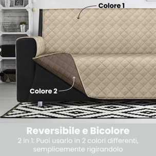 INTRECCI Copridivano 4 Posti, Copridivano con Braccioli, Antimacchina, Elasticizzato, Telo Copridivano, Double Face, Impermeabile, Protegge da Macchie e Sporco, Facile da Lavare.