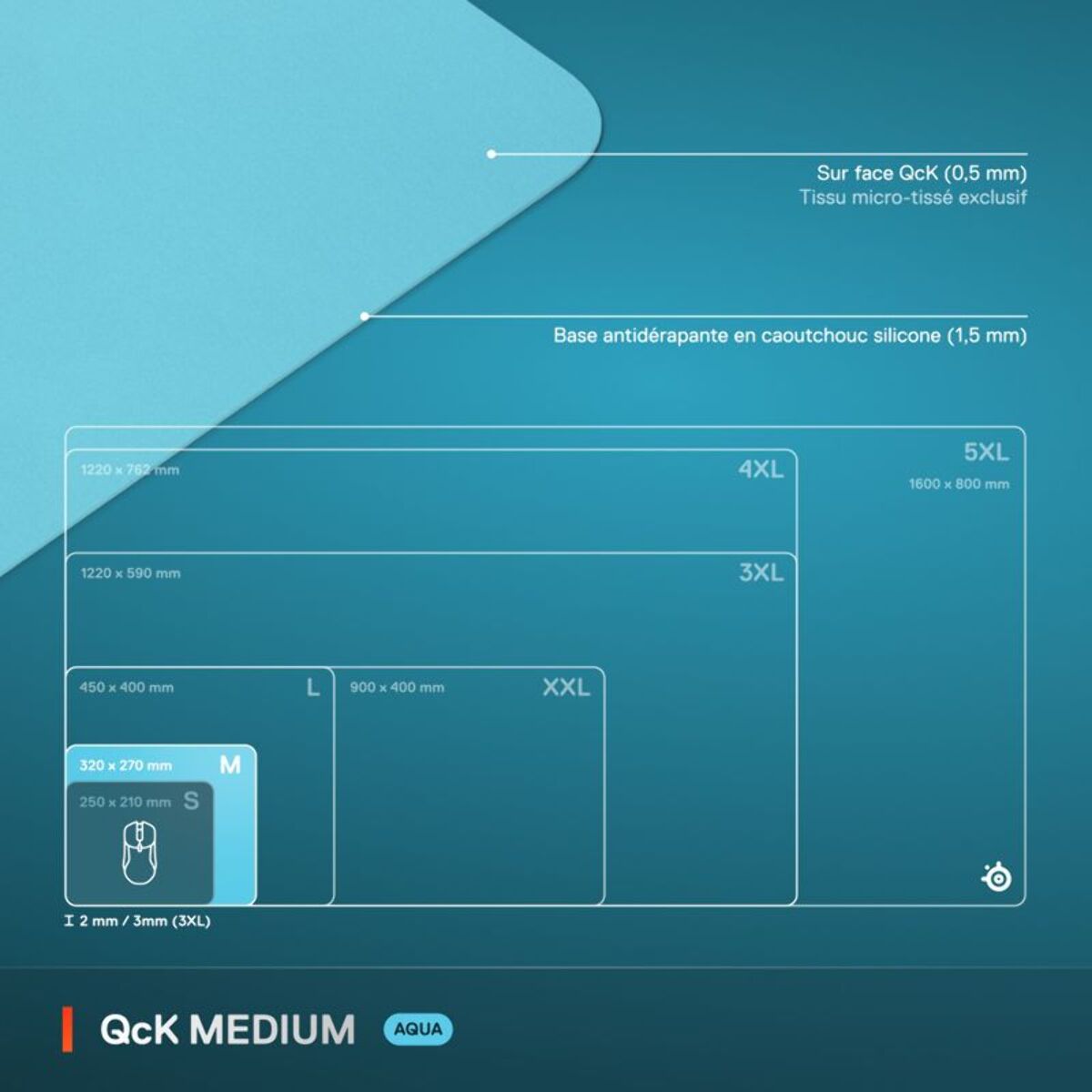 Tapis de souris STEELSERIES QcK M Aqua