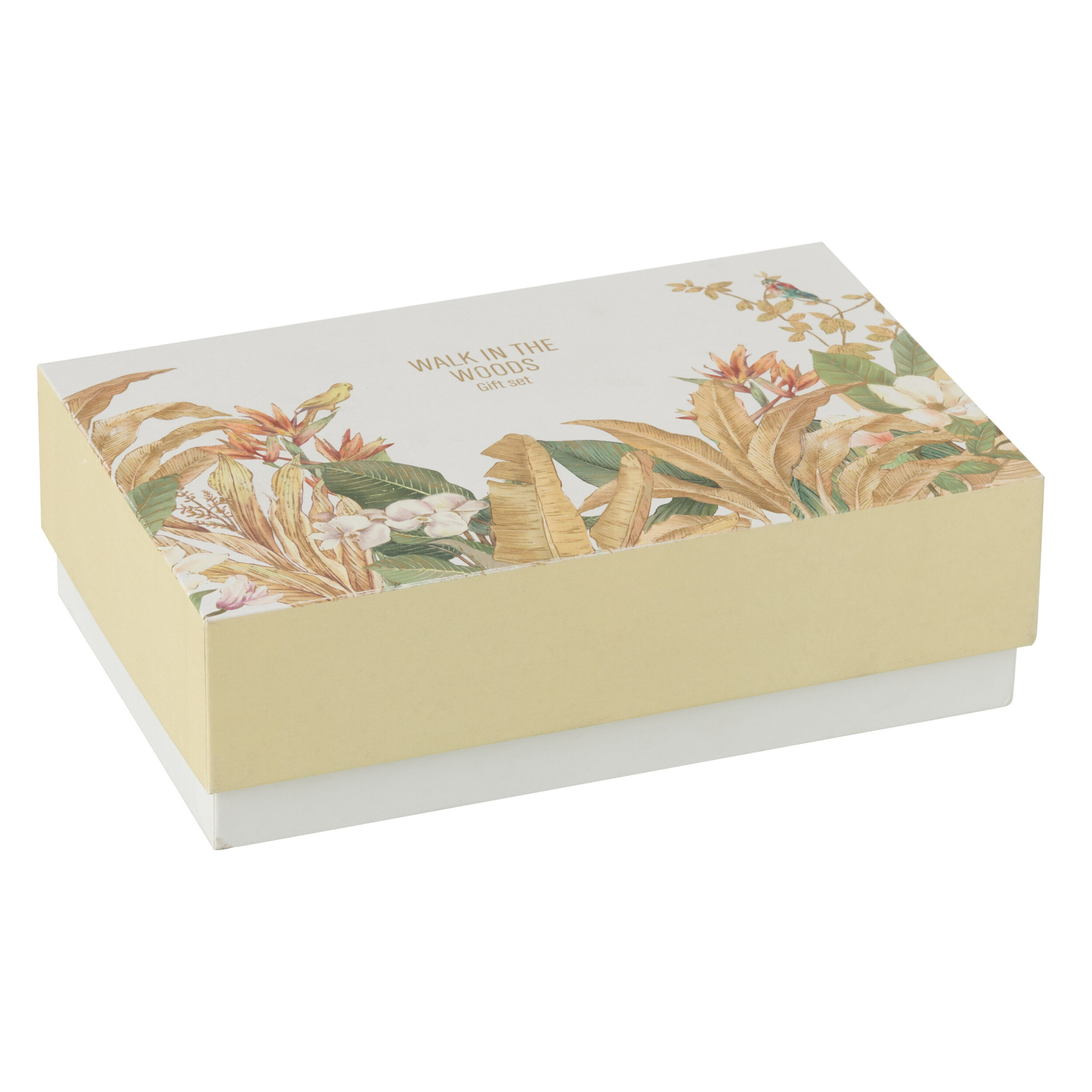 J-Line bougie parfumée + bâtonnets parfumés Walk In The Woods - Bergamot Fig - verre - jaune - set cadeau