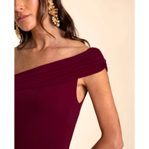 Vestido midi asimétrico con volante