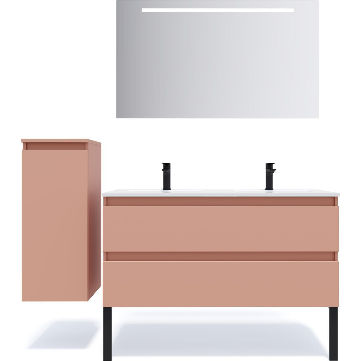 Ensemble double vasque 2 tiroirs + miroir - HUDSON