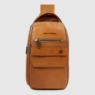 Piquadro Zaino monospalla personalizzabile in pelle porta iPad®mini con protezione RFID