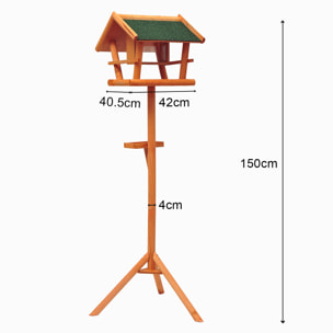 Mangeoire sur pied nichoir a plateau station a oiseaux bois pour exterieur 150cm