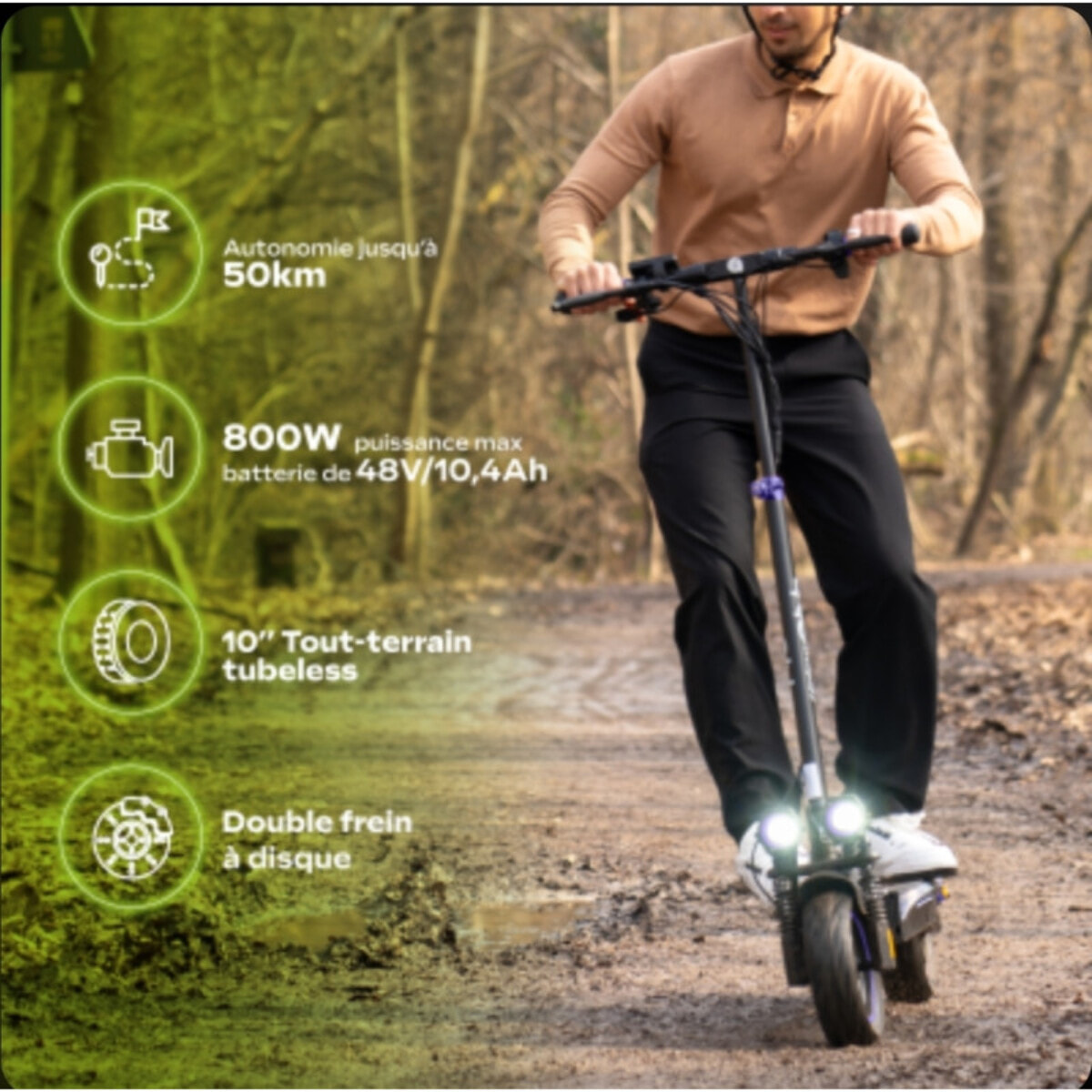 Trottinette Électrique UrbanGlide eCross ONE Red – 600W – 48V 10,4Ah – Autonomie 50km – Tout-Terrain