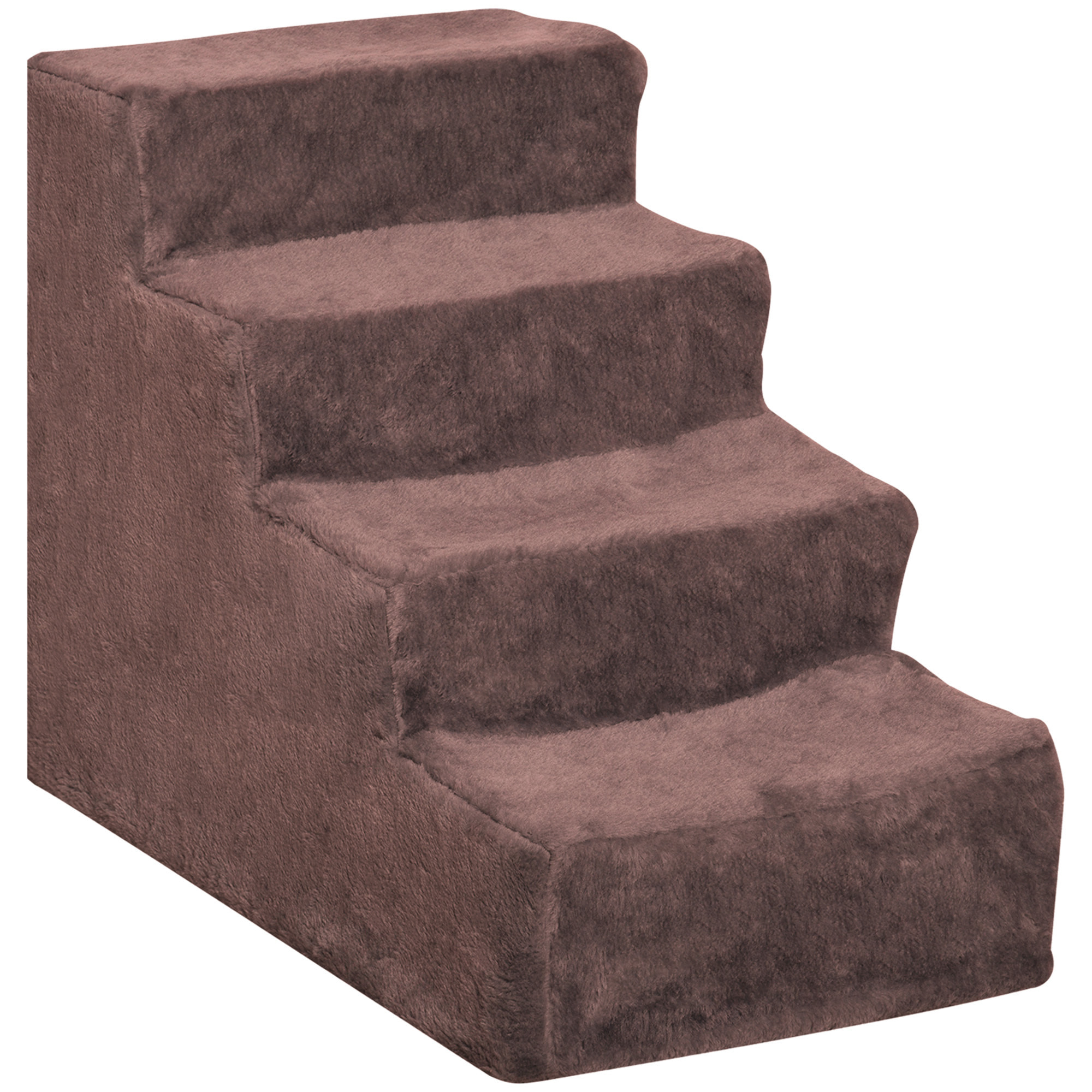 Escalier pour chien 4 marches revêtement flanelle grande douceur marron