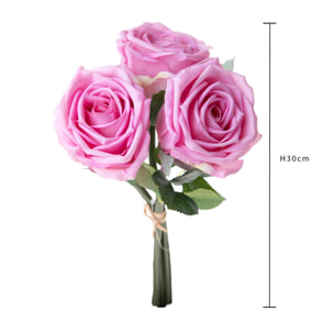 Bouquet Rose Per 3 Fiori 30 Cm Natale Touch - Pezzi 3 - 17X30X17cm - Colore: Rosa - Bianchi Dino - Fiori Artificiali