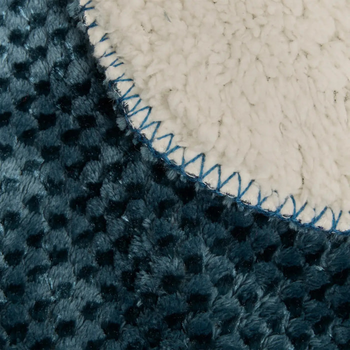 Plaid flanelle effet sherpa Lyno bleu 170x130cm