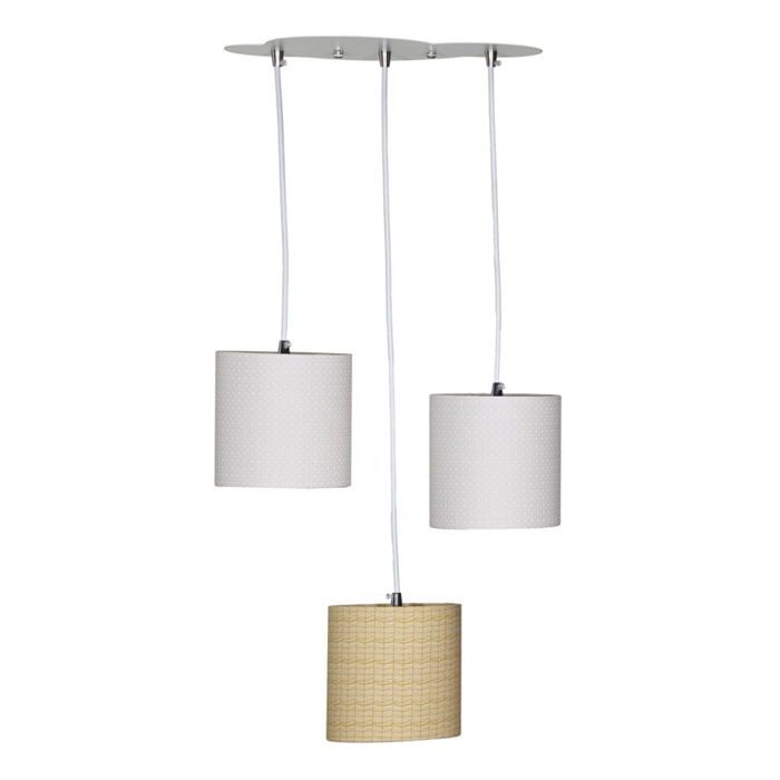 Suspension Lumineuse Trio Plafonnier en coton beige