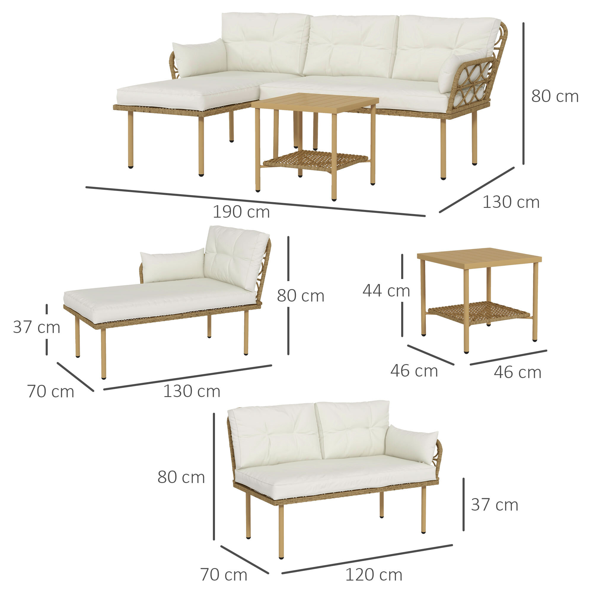 Salon de jardin d'angle 4 places style exotique - coussins, table basse inclus - résine tressée aspect rotin