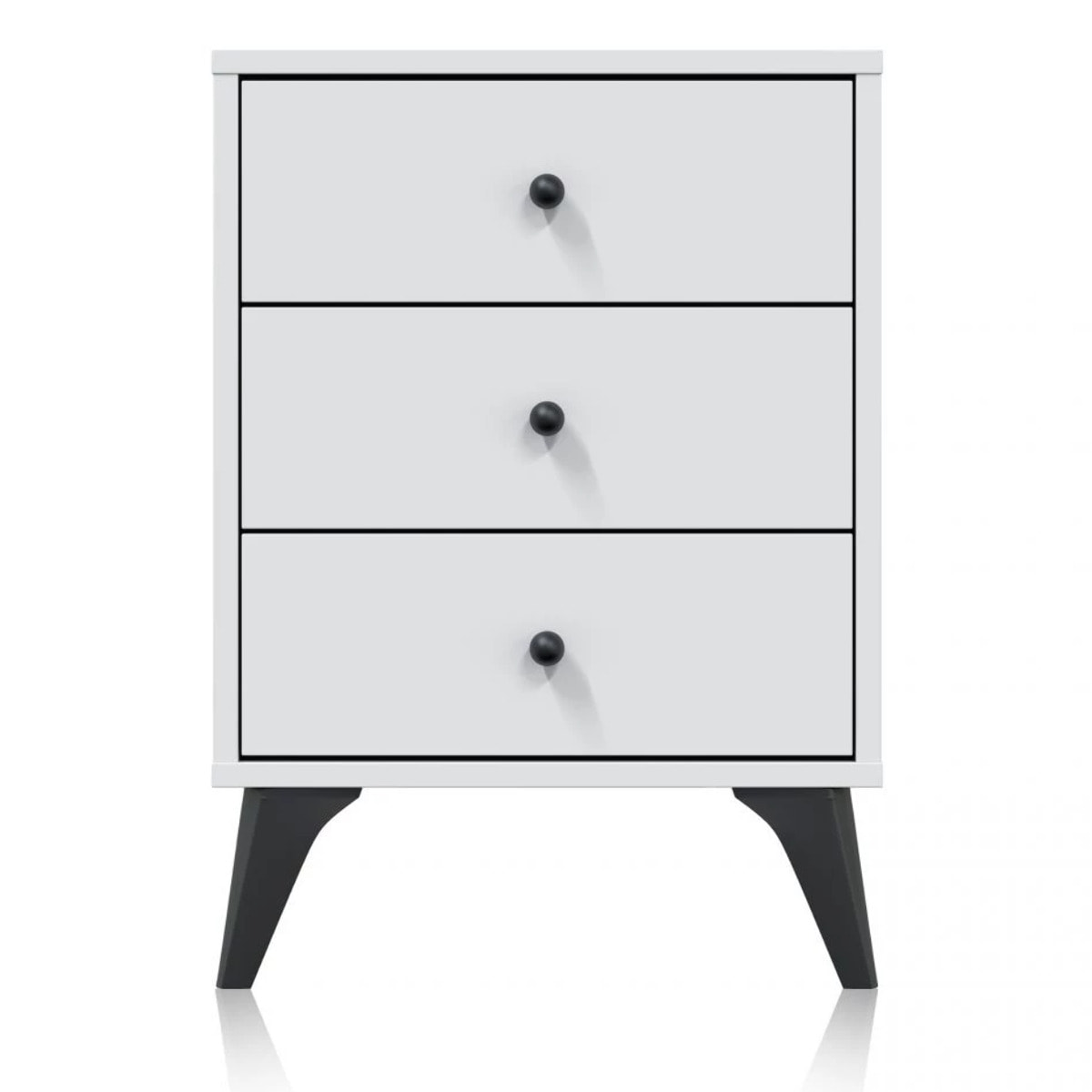 Mesita de noche Iconic Blanco Artik (Blanco Mate) - Negro