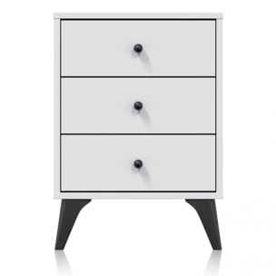 Mesita de noche Iconic Blanco Artik (Blanco Mate) - Negro