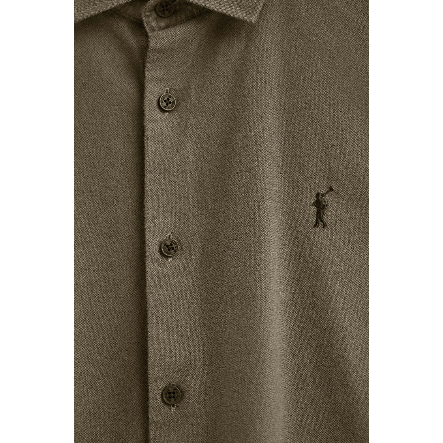 Camisa verde militar de corte slim y cuello italiano con logo Rigby Go