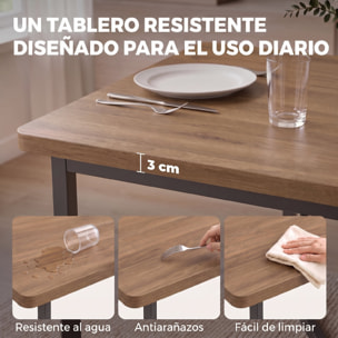 HOMCOM Conjunto de Mesa y 6 Sillas de Comedor de 7 Piezas, Mesa de Cocina Extensible 120-160 cm con 6 Sillas Apilables, Ahorro de Espacio, para 4-6 Personas, Marco Metálico, Marrón Efecto Madera