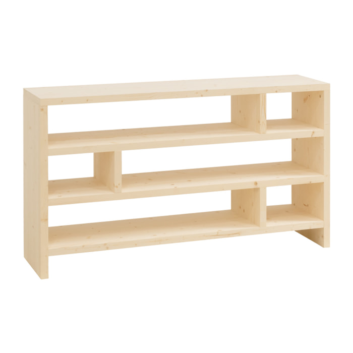 Étagère en bois massif ton naturel de 80x140cm Hauteur: 80 Longueur: 140 Largeur: 35