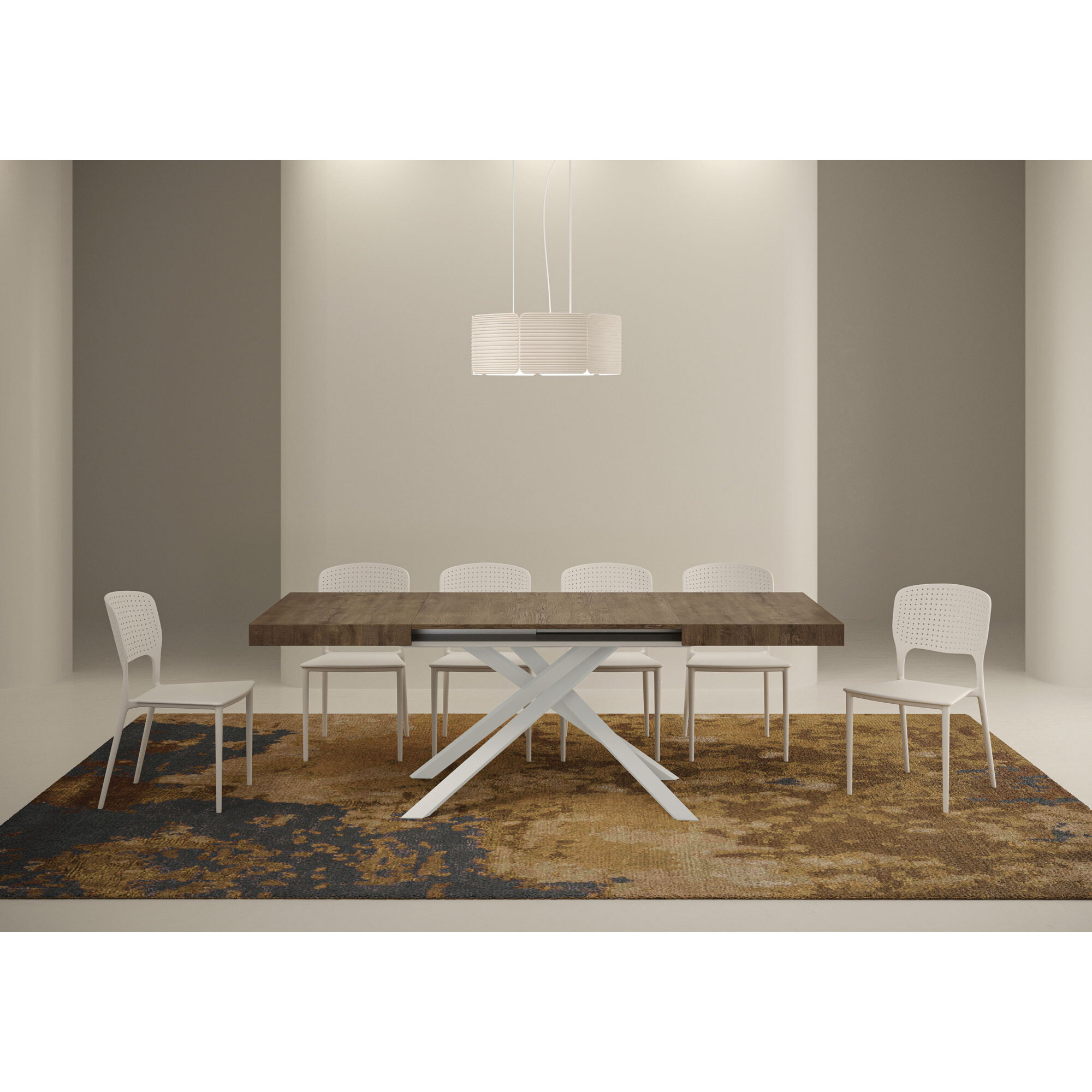 Mesa extensible 120x90/224 cm Karida Nogal estructura Antracita