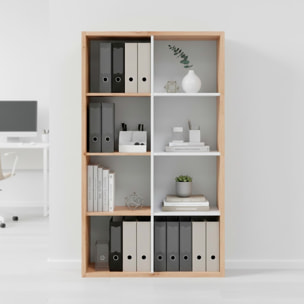 Libreria Cubi 8 Vani Modulare Mobile Moderno Per Libri Installabile In Verticale O Orizzontale Soggiorno Ufficio 71.5 x 137 x 33 Cm Rovere e Bianco