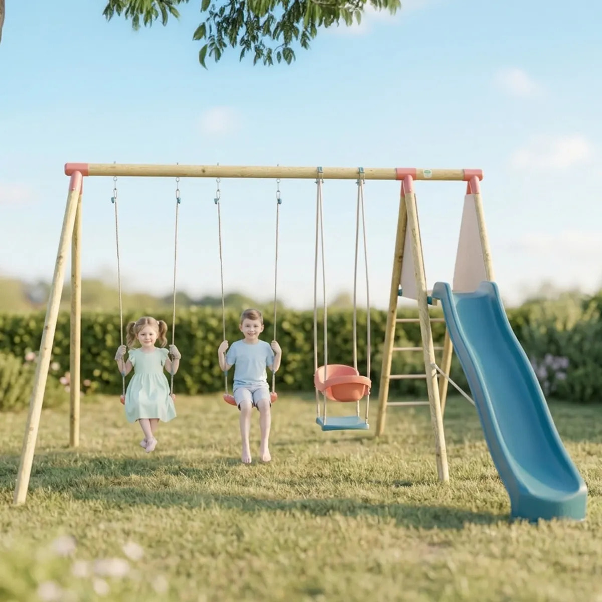 Balançoire en bois 2,30 m Topwood PUNJI 2 - 5 enfants