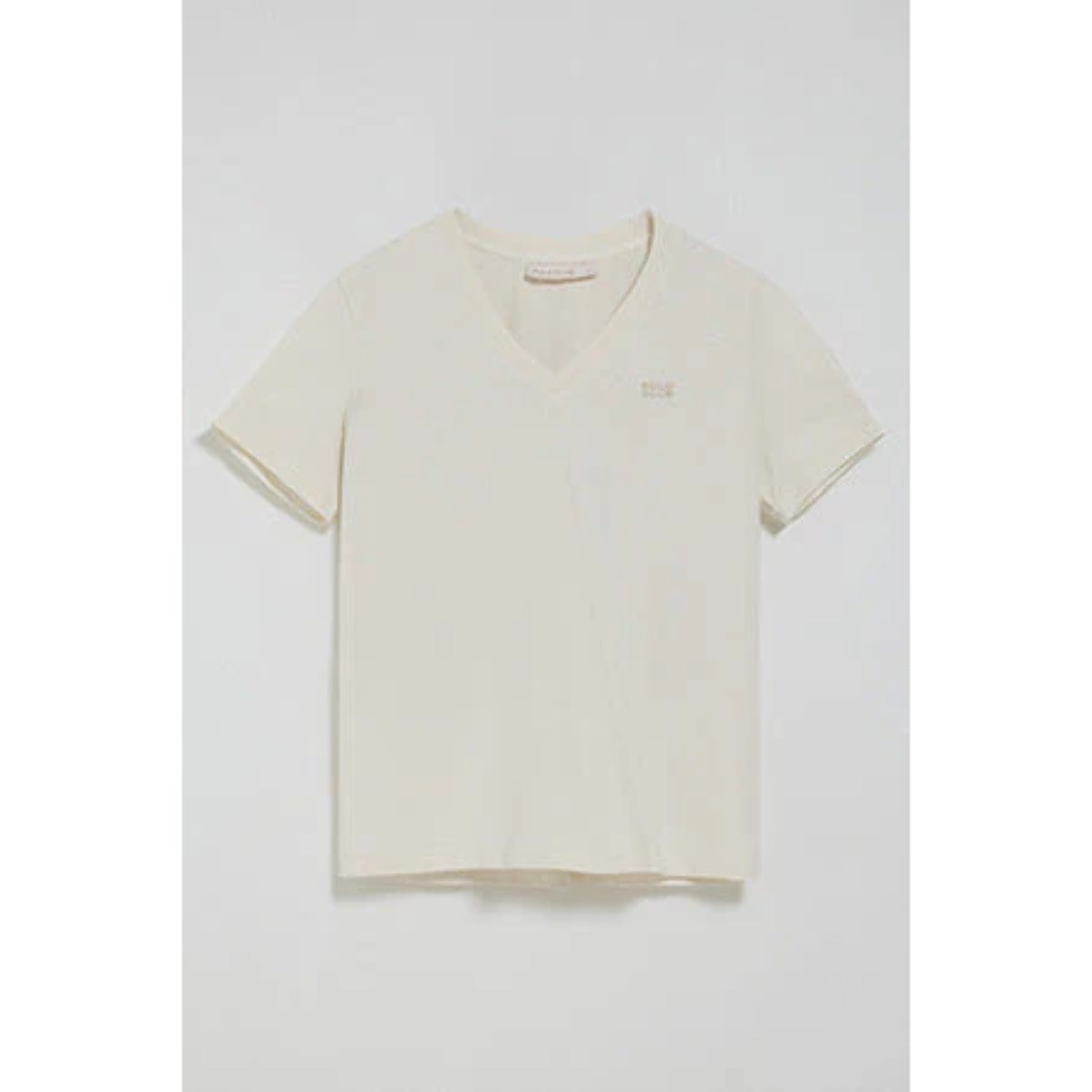 Maglietta Turia ecrù con finitura peach effect e print Polo Club in gomma