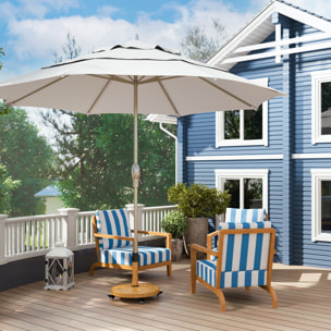 Base para Sombrilla Redonda Soporte para Parasol con Ruedas Pie para Sombrilla con Relleno de Cemento Peso 24,5 kg para Jardín Terraza Natural