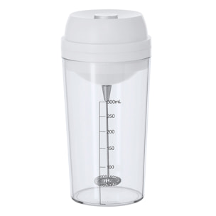 Vaso mezclador de 300 ml de capacidad. Con mezclador eléctrico en tapadera. Con dos velocidades y tapa ajustable. Incluye escala de medidas en el lateral.