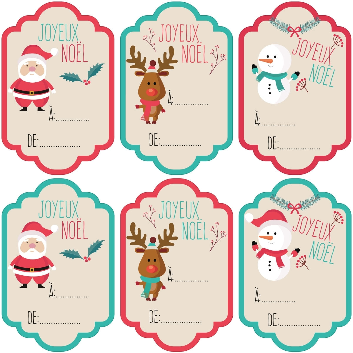 Sticker Noël 6 étiquettes pour cadeaux - Autocollants stickers adhésifs noël - décoration fêtes