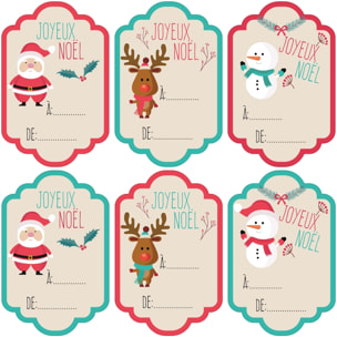 Sticker Noël 6 étiquettes pour cadeaux - Autocollants stickers adhésifs noël - décoration fêtes